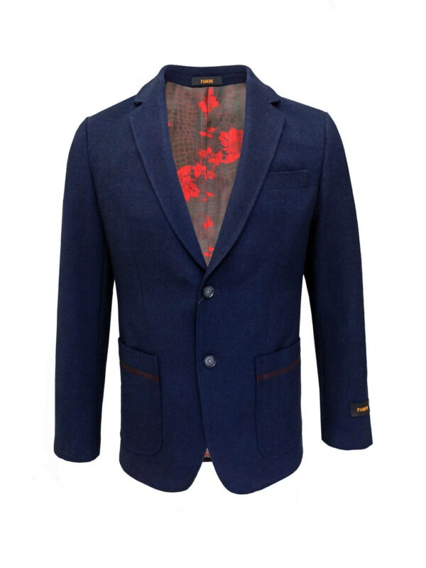 Navy Slim Fit Tweed Blazer