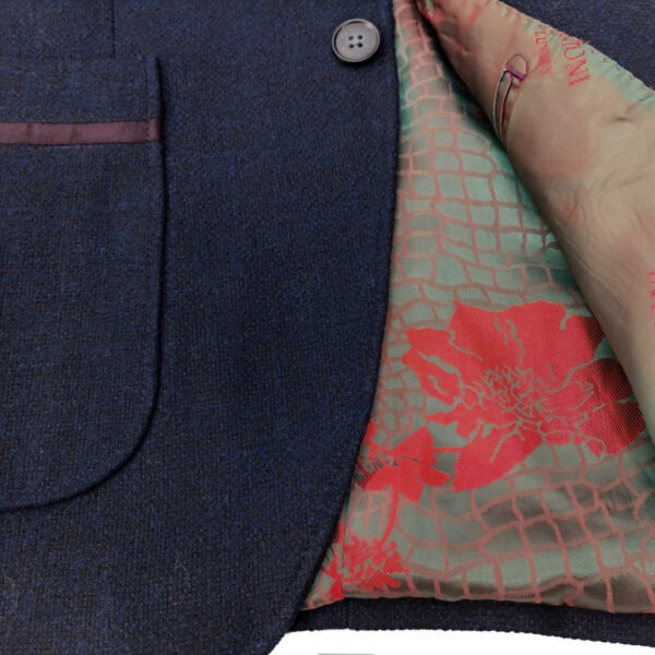 Navy Slim Fit Tweed Blazer - Image 2