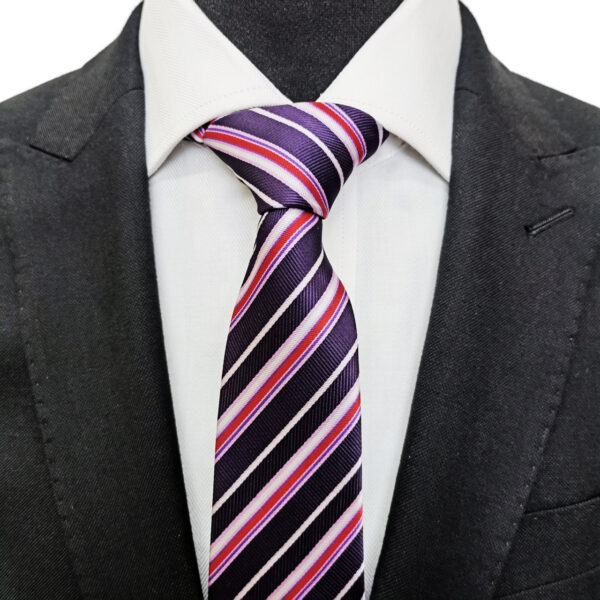 Purple Red Stripe Tie - Image 2