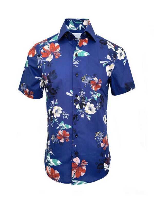 Floral Print Slim Fit Short Sleeves Shirt