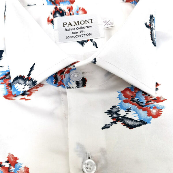 White Floral Print Slim Fit Shirt - Image 3