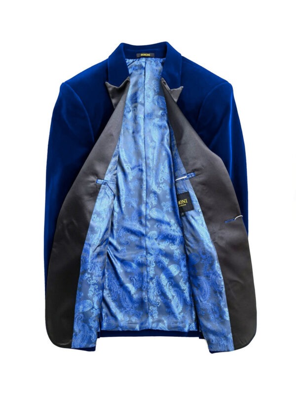 Royal Blue Velvet Dinner Jacket - Image 3