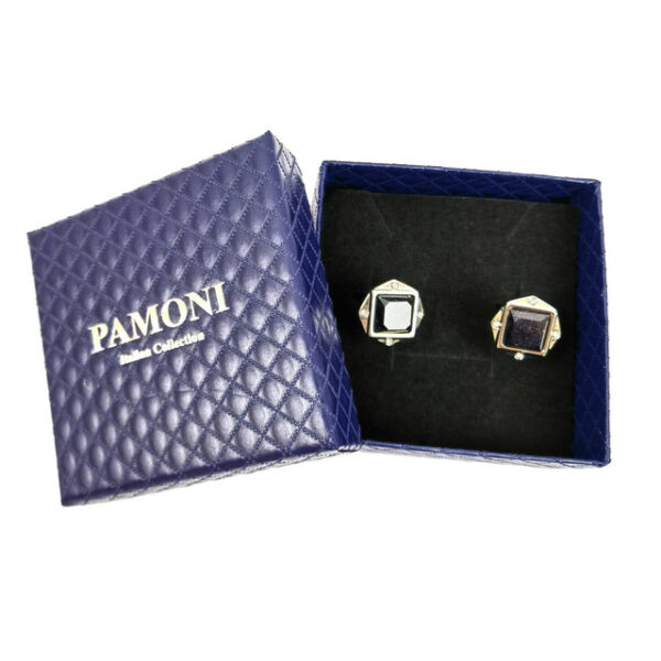 Black Glitter Gemstone Cufflinks - Image 2