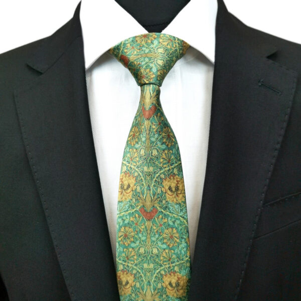 Green Gold Floral Tie - Image 2