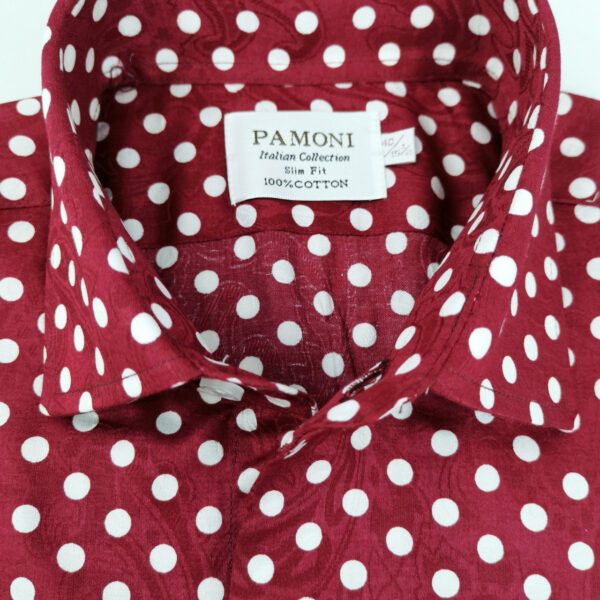 Burgundy Polka Dots Slim Fit Shirt - Image 3