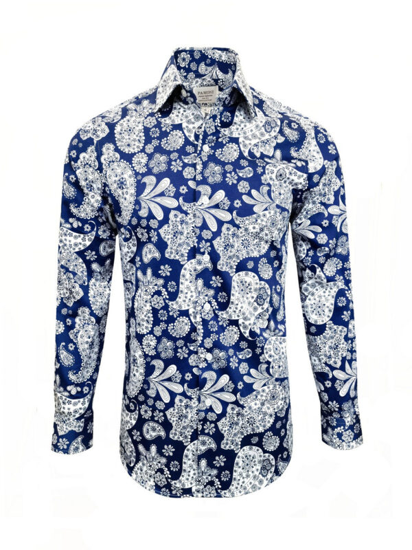 Blue Paisley Slim Fit Shirt