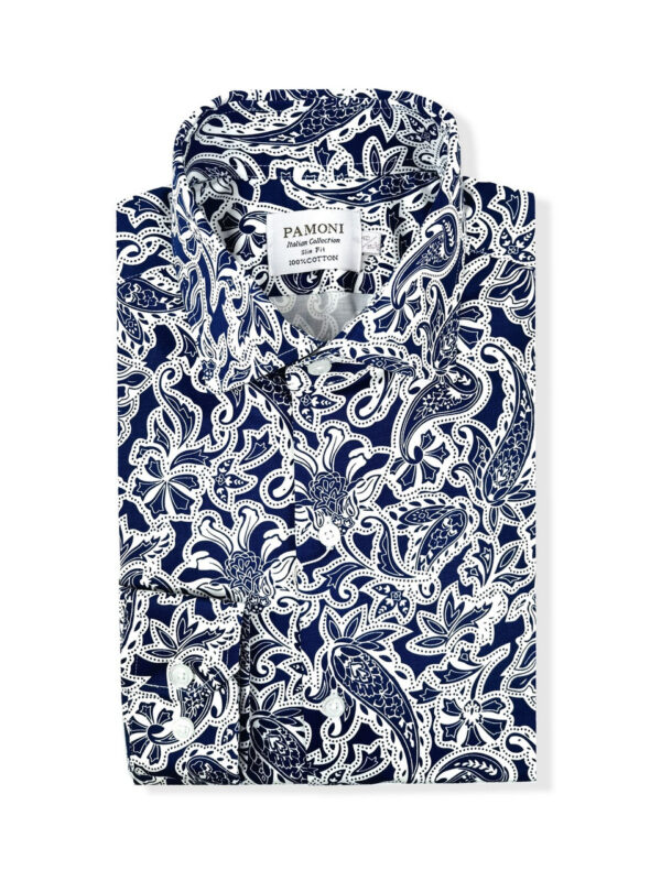Navy Floral Paisley Shirt - Image 2