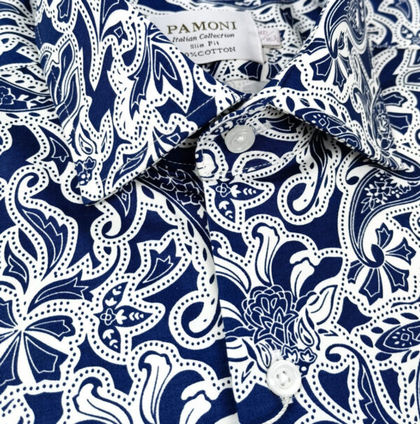 Navy Floral Paisley Shirt - Image 3