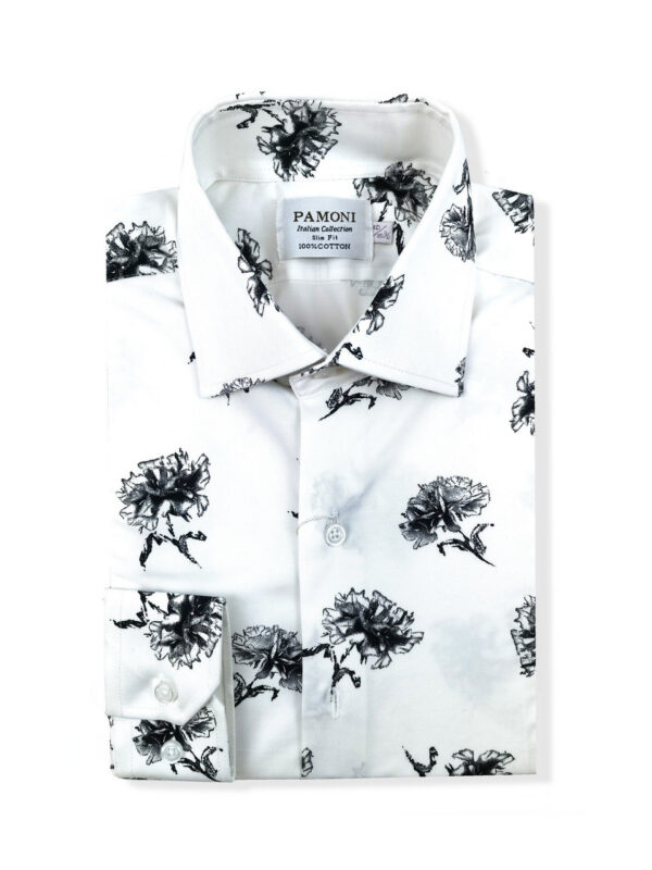 White & Black Floral Shirt - Image 2