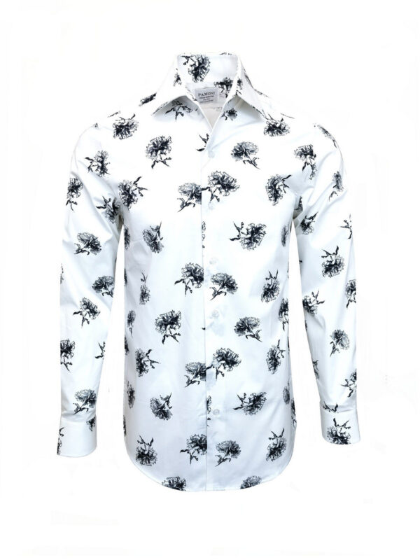 White & Black Floral Shirt