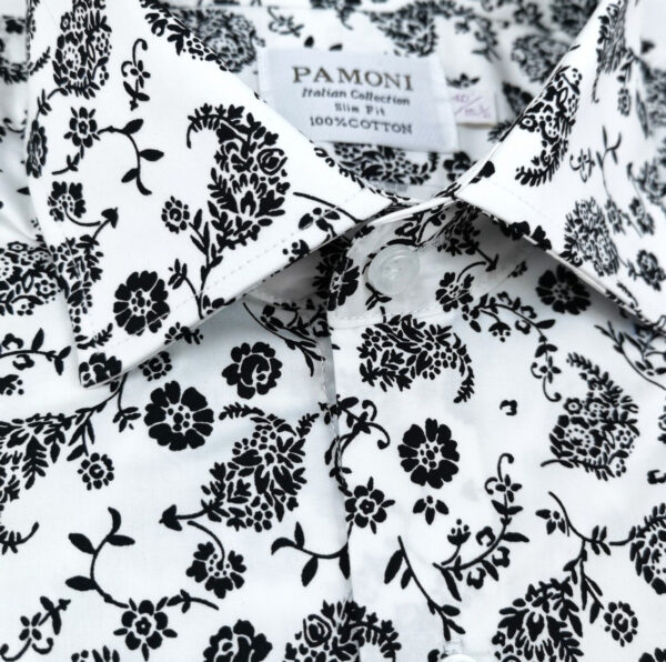 White Floral Slim Fit Shirt - Image 3