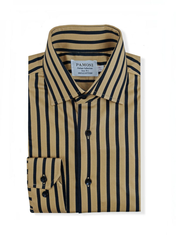 Gold With Black Bold Stripe Shirt - Image 2