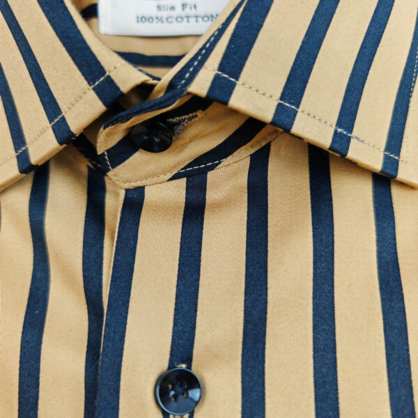 Gold With Black Bold Stripe Shirt - Image 3