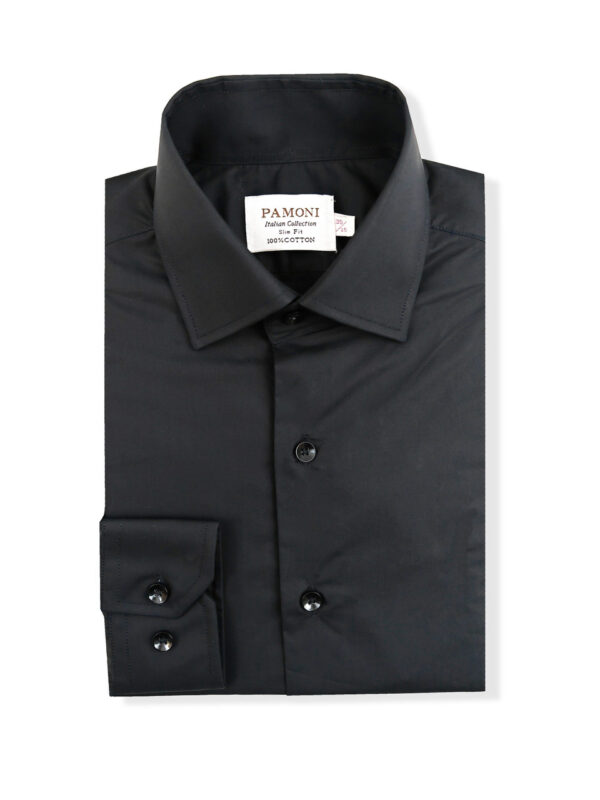 Plain Black Slim Fit Shirt - Image 3