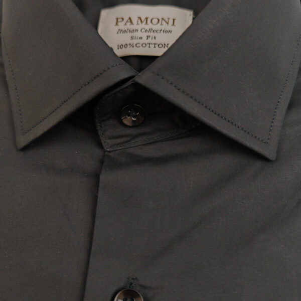 Plain Black Slim Fit Shirt - Image 2
