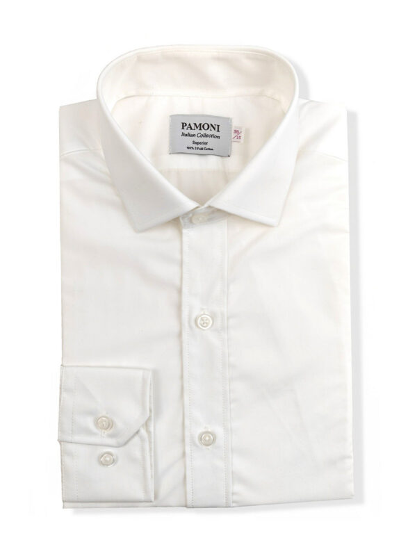 Plain White Slim Fit Shirt - Image 2