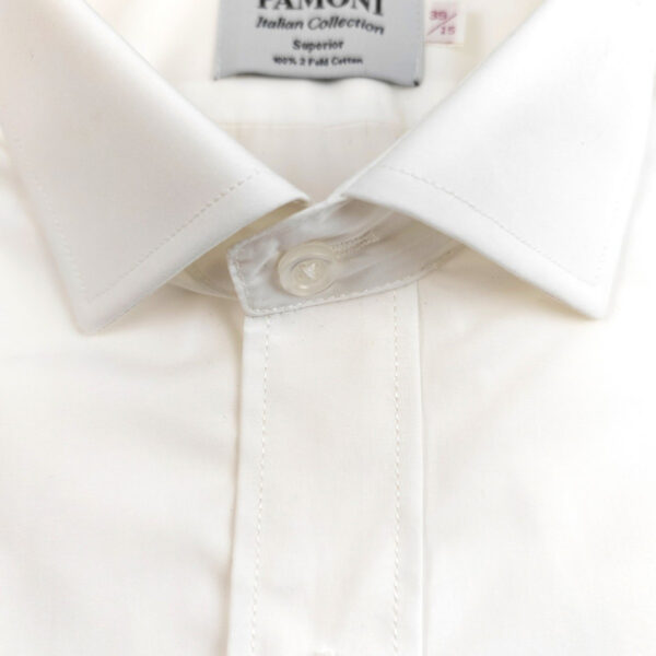 Plain White Slim Fit Shirt - Image 3