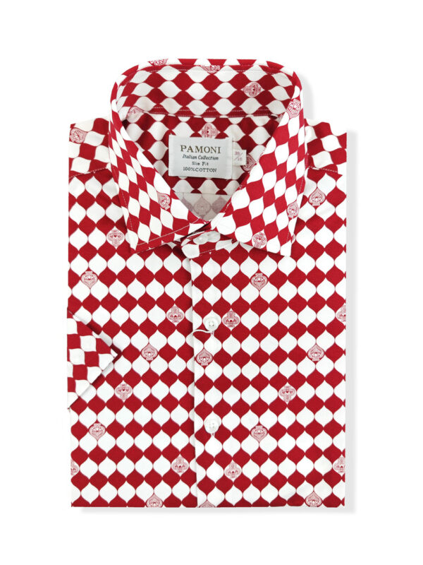 Red Diamond Poker Print Short Sleeves Shirt - Image 2