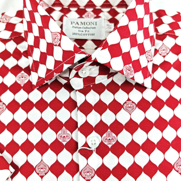 Red Diamond Poker Print Short Sleeves Shirt - Image 3