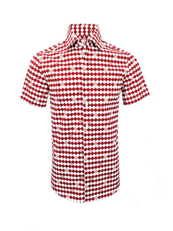 Red Diamond Poker Print Short Sleeves Shirt