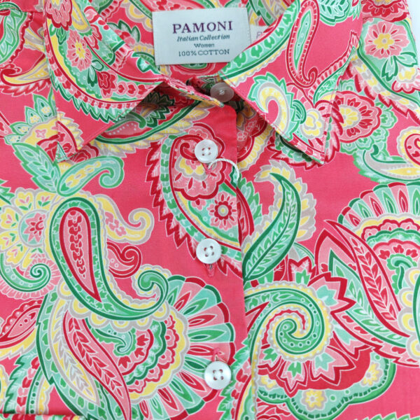 Pink Green Paisley Print Shirt - Image 3