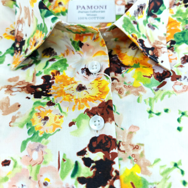 Yellow Brown Floral Print Shirt - Image 3