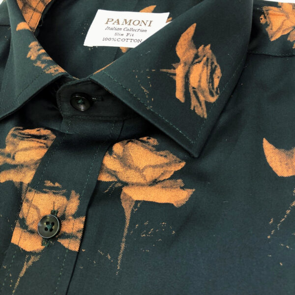 Green Gold Flower Print Shirt - Image 2
