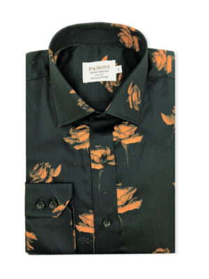 Green Gold Flower Print Shirt