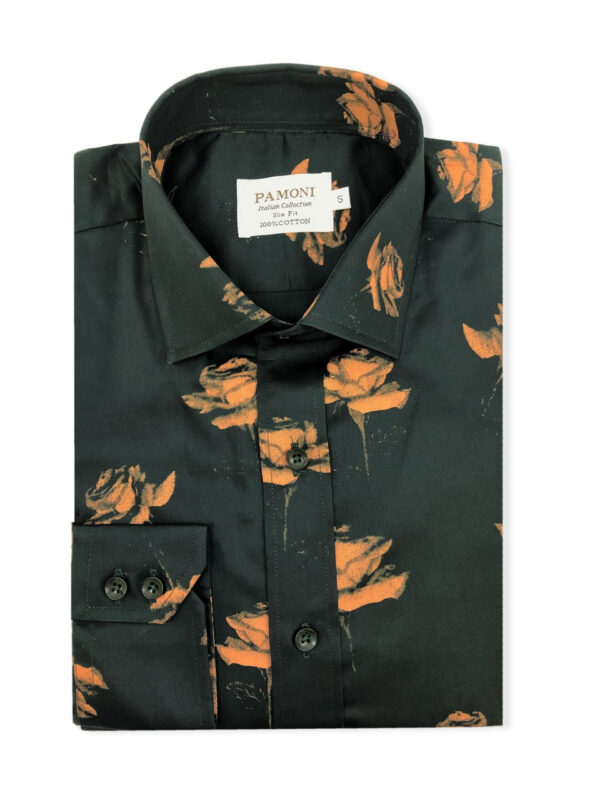 Green Gold Flower Print Shirt