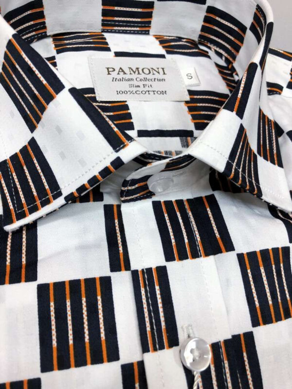 White Black/orange Square Slim Fit Shirt - Image 2