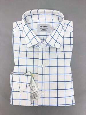 White Blue Check Slim Fit Shirt