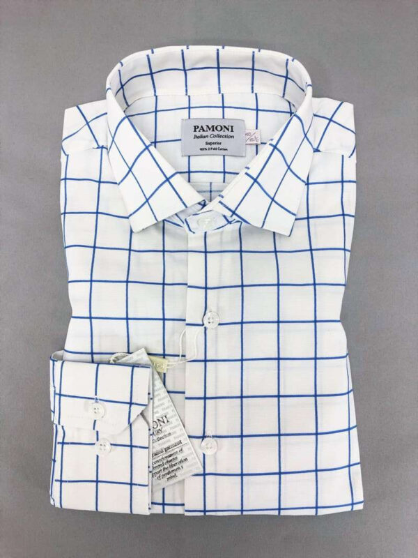 White Blue Check Slim Fit Shirt