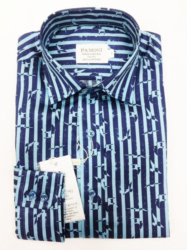 Striped Bird Motif Shirt