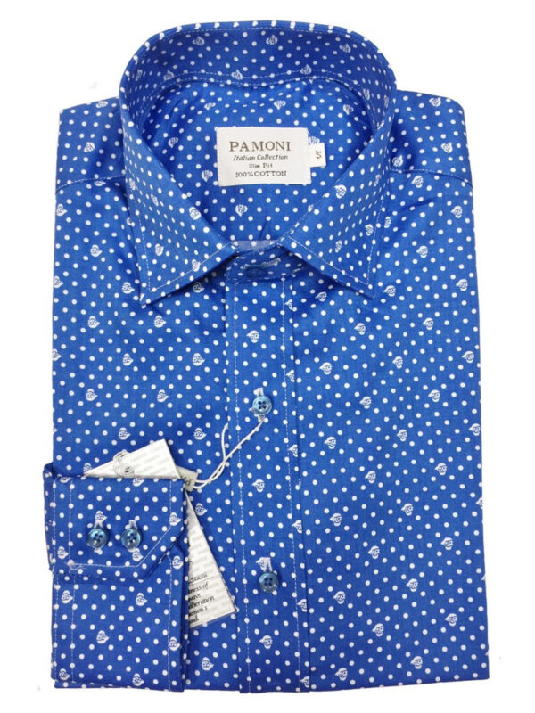 White-dotted Dark Blue Shirt