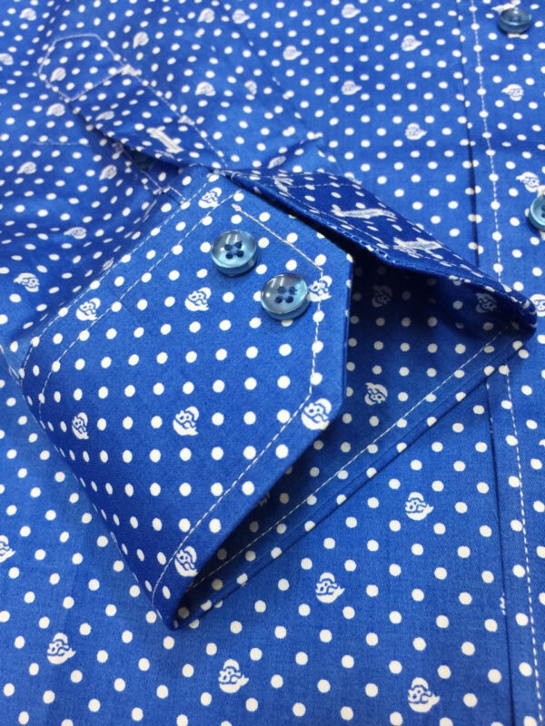 White-dotted Dark Blue Shirt - Image 2