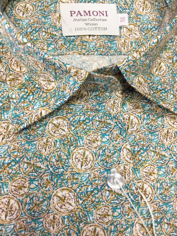 Green & Brown Print Fitted Shirt - Image 3