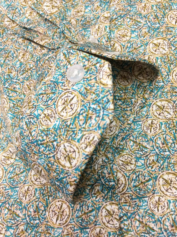 Green & Brown Print Fitted Shirt - Image 2