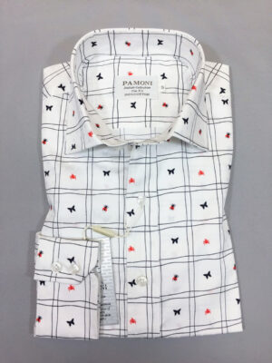 White Check Print Slim Fit Shirt