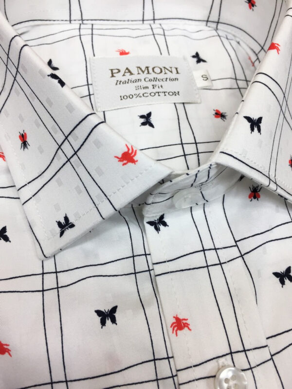 White Check Print Slim Fit Shirt - Image 2