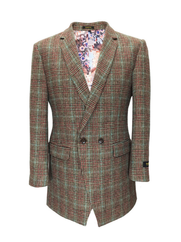 Houndstooth Orange/green Check 3/4 Coat