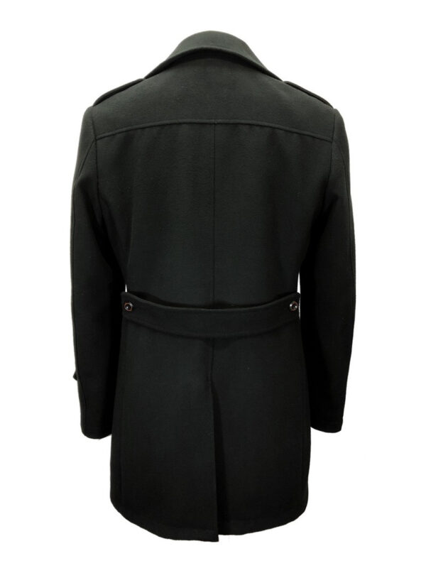 Slim Fit Black Wool Blend Coat - Image 3