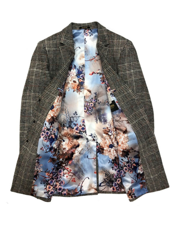 Grey Dogtooth Check Slim Fit Coat - Image 4