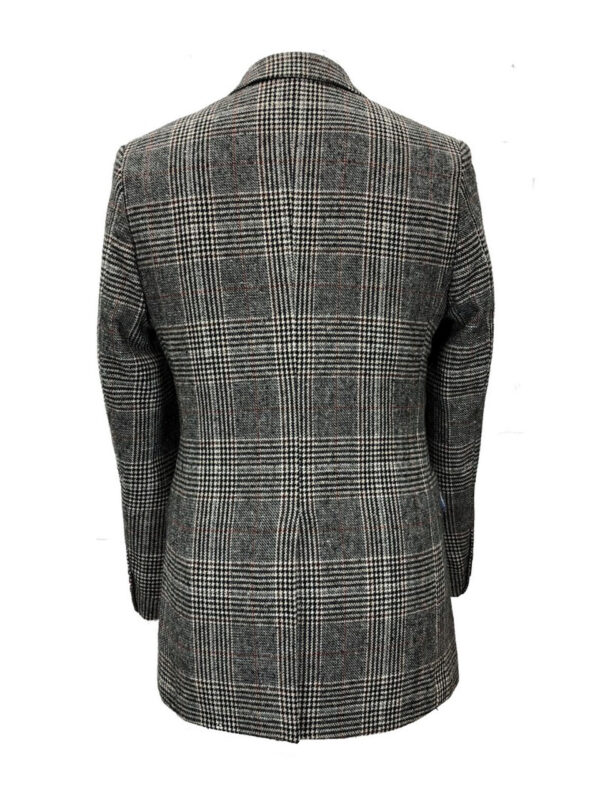 Grey Dogtooth Check Slim Fit Coat - Image 3