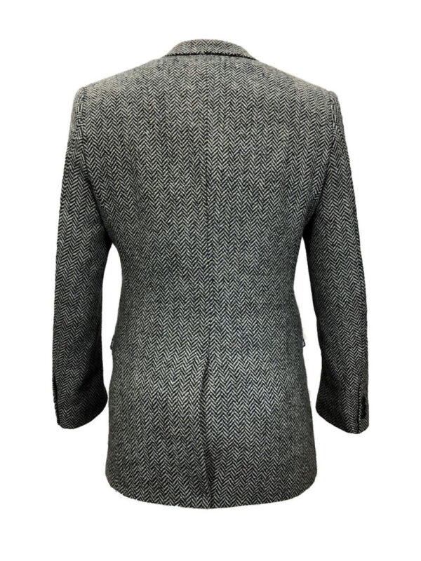 Grey Herringbone Slim Fit Coat - Image 3