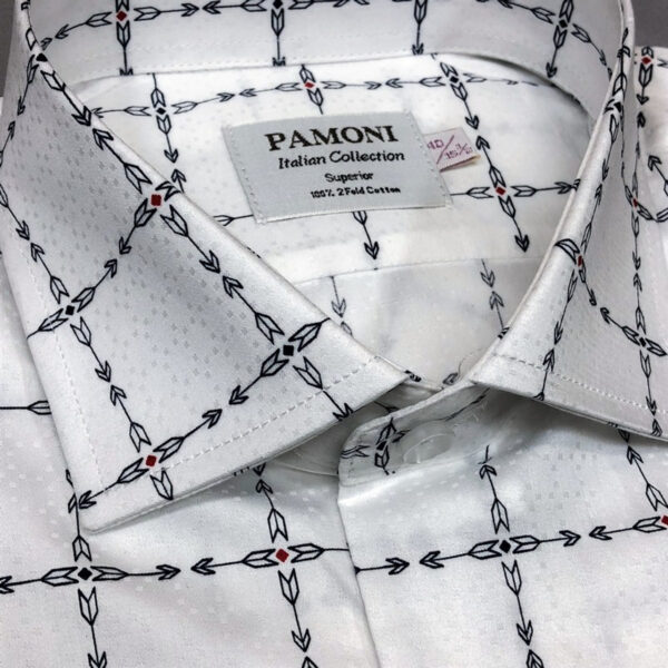 White Check Arrow Print Slim Fit Shirt - Image 2