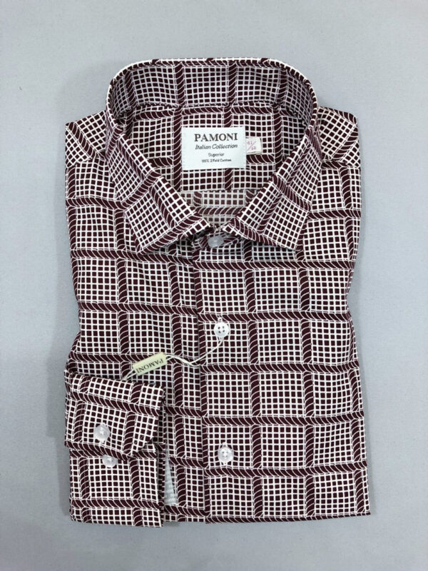 Burgundy Check Slim Fit Shirt
