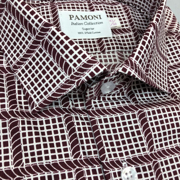 Burgundy Check Slim Fit Shirt - Image 2