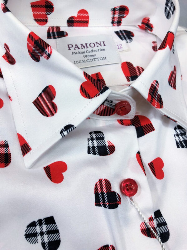 White Heart Print Fitted Shirt - Image 2