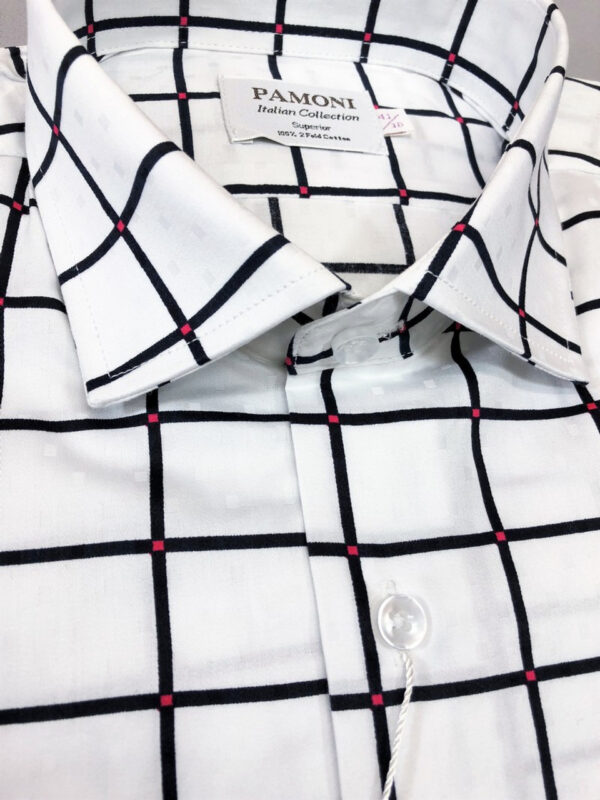 White Black Check Slim Fit Shirt - Image 2