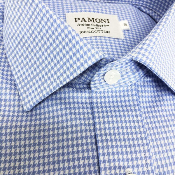 Blue Dog Tooth Slim Fit Shirt - Image 2
